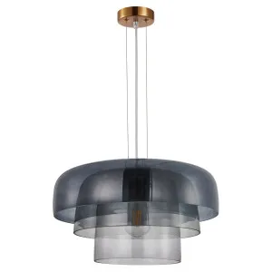CLA Gelatina Multi-Tier Oversized Dome Glass Pendant with Brass Accents Smokey Black by Compact Lamps Australia, a Pendant Lighting for sale on Style Sourcebook