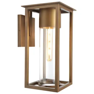 Cougar Ryde Open-Frame Outdoor Wall Light with Tubular Glass Diffuser Aged Brass by Cougar, a Outdoor Lighting for sale on Style Sourcebook