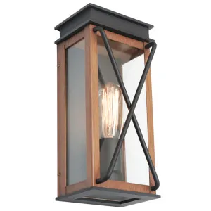 Cougar Sicily Timber Accent Clear Glass Exterior Wall Light Black and Timber by Cougar, a Outdoor Lighting for sale on Style Sourcebook