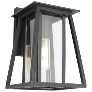 Cougar Dover Trapezoid Lantern Clear Glass Exterior Wall Light Black by Cougar, a Outdoor Lighting for sale on Style Sourcebook