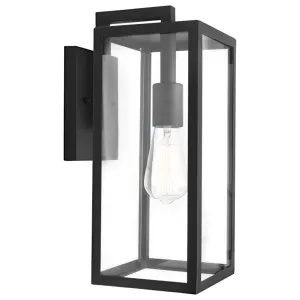 Cougar Sedona Clear Glass Lantern Exterior Wall Light Black by Cougar, a Outdoor Lighting for sale on Style Sourcebook