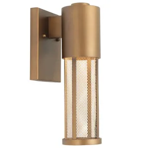 Cougar Kassel Industrial Tubular Mesh Exterior Wall Light Aged Brass by Cougar, a Outdoor Lighting for sale on Style Sourcebook