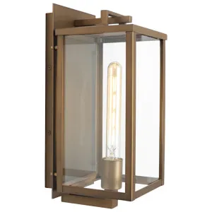 Cougar Lille Clear Glass Lantern Exterior Wall Light Aged Brass by Cougar, a Outdoor Lighting for sale on Style Sourcebook