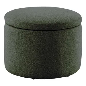 Ria Round Storage Ottoman 60cm in Het Green by OZ Design, a Ottomans for sale on Style Sourcebook