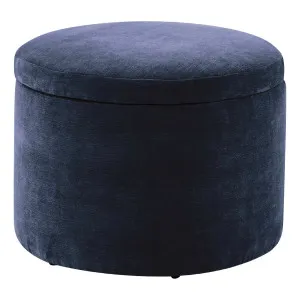 Ria Round Storage Ottoman 60cm in Fam Navy by OZ Design, a Ottomans for sale on Style Sourcebook