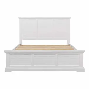 Hamptons Queen Bed Frame Horizontal Panel in Acacia White by OZ Design, a Beds & Bed Frames for sale on Style Sourcebook