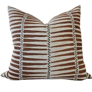 RESTOCK AUGUST - Tribal Artisan Block Printed Heavy Weight Pure French Linen Cushion 55cm Square - Mocha Mousse | Dark Brown Dotted by null, a Cushions, Decorative Pillows for sale on Style Sourcebook