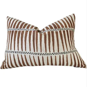 RESTOCK AUGUST - Tribal Artisan Block Printed Heavy Weight Pure French Linen Cushion 40x60cm Lumbar - Mocha Mousse | Dark Brown Dotted by null, a Cushions, Decorative Pillows for sale on Style Sourcebook