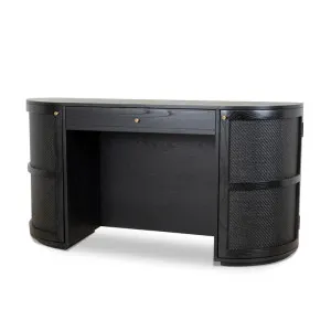 Ex Display - Verso 1.55m Rattan Home Office Desk - Full Black by Interior Secrets - AfterPay Available by Interior Secrets, a Desks for sale on Style Sourcebook