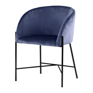 Catford Velvet Fabric Dining Chair with Black Legs in Blue by Luxo Furniture, a Dining Chairs for sale on Style Sourcebook