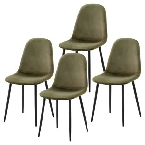 Halsa Classic Velvet Dining Chairs Set of 4 in Olive by Luxo Furniture, a Dining Chairs for sale on Style Sourcebook