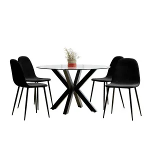 Rylee & Halsa 4 Seater Dining Table & Chair Set in Black by Luxo Furniture, a Dining Sets for sale on Style Sourcebook