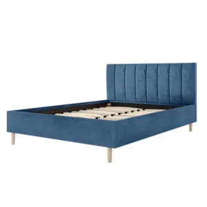 Kelly King Single Velvet Fabric Bed Frame in Ocean Blue by Luxo Furniture, a Kids Beds & Bunks for sale on Style Sourcebook