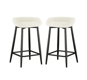 Peyton Bouclé Bar Stool (Set of 2) - Cream by Luxo, a Bar Stools for sale on Style Sourcebook