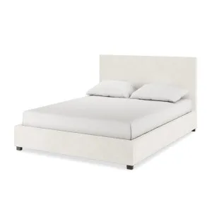 Lovita Bouclé Bed Frame w/ Gas Lift Storage - White Cream by Luxo, a Beds & Bed Frames for sale on Style Sourcebook
