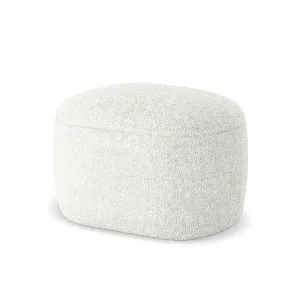 Toni 55cm Bouclé Ottoman - White Cream by Luxo, a Ottomans for sale on Style Sourcebook