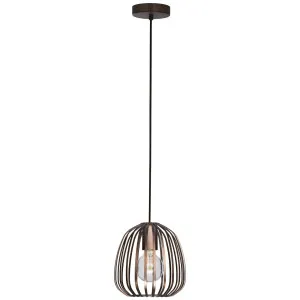 Eglo Espinal 1 Light Minimalist Small Steel Cage Pendant Bronze by Eglo, a Pendant Lighting for sale on Style Sourcebook