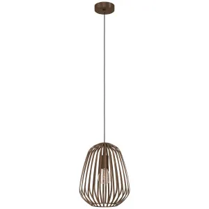 Eglo Espinal 1 Light Minimalist Medium Steel Cage Pendant Bronze by Eglo, a Pendant Lighting for sale on Style Sourcebook