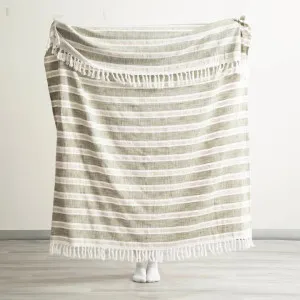 Renee Taylor Como Stripe Stone Washed Yarn-Dyed Juniper Throw by null, a Throws for sale on Style Sourcebook