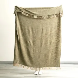 Renee Taylor Surrey Chevron Yarn-Dyed Olive Throw by null, a Throws for sale on Style Sourcebook