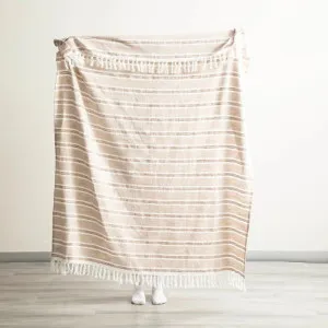 Renee Taylor Como Stripe Stone Washed Yarn-Dyed Natural Throw by null, a Throws for sale on Style Sourcebook