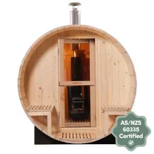 Luola 4 Person Pine Outdoor Barrel Sauna & Wood Stove by Luxo Saunas, a Saunas for sale on Style Sourcebook