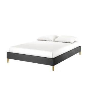 Celina Queen Boucle Fabric Bed Base in Black by Luxo Furniture, a Beds & Bed Frames for sale on Style Sourcebook