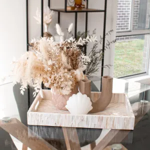 Nanaya 45cm Mother of Pearl Decorative Tray in Cream Beige by Luxo Home Decor, a Decor for sale on Style Sourcebook