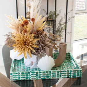 Nanaya 45cm Mother of Pearl Decorative Tray in Jade Green by Luxo Home Decor, a Decor for sale on Style Sourcebook