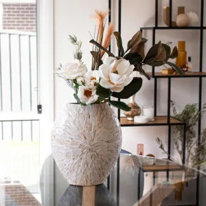Laila 36cm Mother of Pearl Inlay Vase in Cream Beige by Luxo Home Decor, a Decor for sale on Style Sourcebook