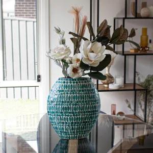 Laila 36cm Mother of Pearl Inlay Vase in Jade Green by Luxo Home Decor, a Decor for sale on Style Sourcebook