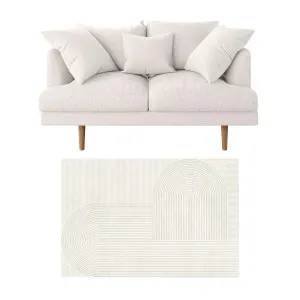 Colton 2 Seater Sofa with Rug in Cream White Fabric by Luxo Furniture, a Sofas for sale on Style Sourcebook