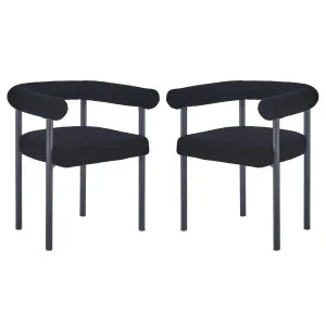 Ohio Curved Bouclé Dining Chair - 2) of (Set Black by Luxo, a Dining Chairs for sale on Style Sourcebook