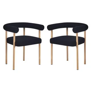 Ohio Curved Boucle Dining Chair - 2) of (Set Oak by Luxo, a Dining Chairs for sale on Style Sourcebook