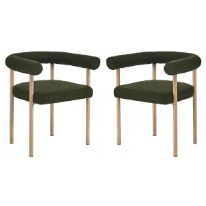 Ohio Curved Boucle Dining Chair - 2) of (Set Oak by Luxo, a Dining Chairs for sale on Style Sourcebook