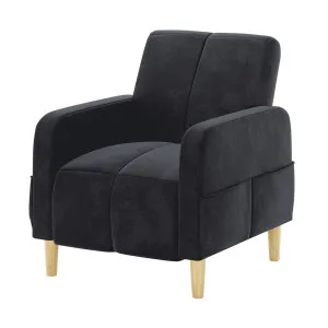 Anica Single Seater Velvet Sofa Chair in Black by Luxo Furniture, a Sofas for sale on Style Sourcebook