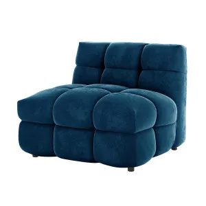Norah Single Seater Tufted Velvet Sofa in Blue by Luxo Furniture, a Sofas for sale on Style Sourcebook