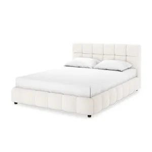 Nikias Tufted Boucle Bed Frame - White Cream by Luxo, a Beds & Bed Frames for sale on Style Sourcebook