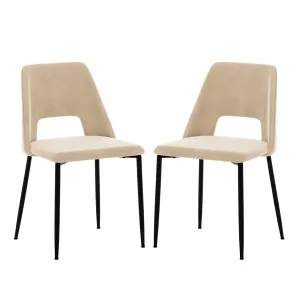 Geena Velvet Dining Chair (Set of 2) - Oatmeal by Luxo, a Dining Chairs for sale on Style Sourcebook