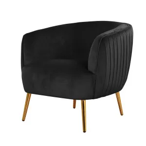 Evelyn Curved Velvet Sofa Accent Chair in Black by Luxo Furniture, a Sofas for sale on Style Sourcebook