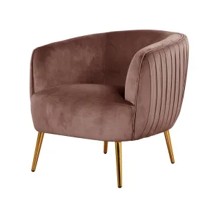 Evelyn Curved Velvet Sofa Accent Chair in Blush by Luxo Furniture, a Sofas for sale on Style Sourcebook