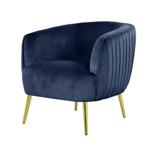 Evelyn Curved Velvet Sofa Accent Chair in Blue by Luxo Furniture, a Sofas for sale on Style Sourcebook