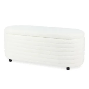 Hartwin 114cm Boucle Ottoman with Storage in Cream White by Luxo Furniture, a Ottomans for sale on Style Sourcebook