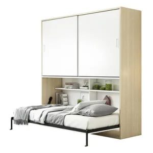 Veda Single Space Saving Wall Bed with Cabinet in White by Luxo Furniture, a Beds & Bed Frames for sale on Style Sourcebook