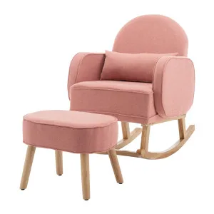 Aura Linen Rocking Chair with Ottoman - Pink Light by Luxo, a Chairs for sale on Style Sourcebook
