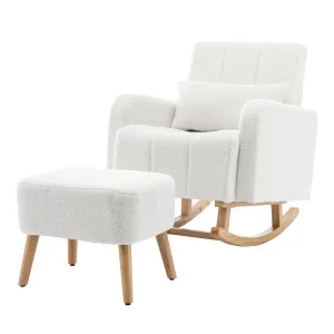 Gamila Boucle Rocking Chair with Ottoman by Luxo, a Chairs for sale on Style Sourcebook