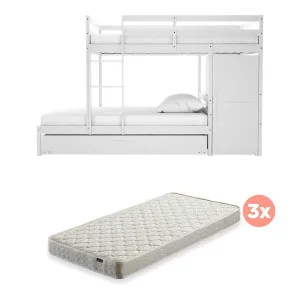 Aron & Thermis Twin Bunk Bed & Mattress Set in White by Luxo Furniture, a Bedroom Sets & Suites for sale on Style Sourcebook