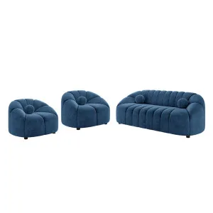 Trina 5 Seater Tufted Velvet Sectional Sofa in Blue by Luxo Furniture, a Sofas for sale on Style Sourcebook