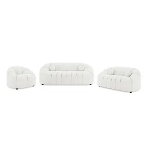 Trina 6 Seater Boucle Sofa Set with Pillows in Cream White by Luxo Furniture, a Sofas for sale on Style Sourcebook