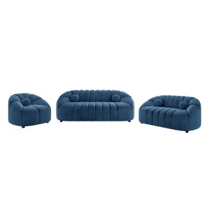 Trina 6 Seater Tufted Velvet Lounge Set in Blue by Luxo Furniture, a Sofas for sale on Style Sourcebook